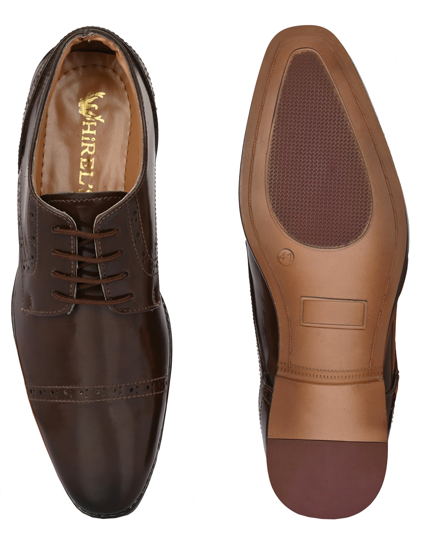 Men's Brown Brogue Round Toe Oxford Shoes
