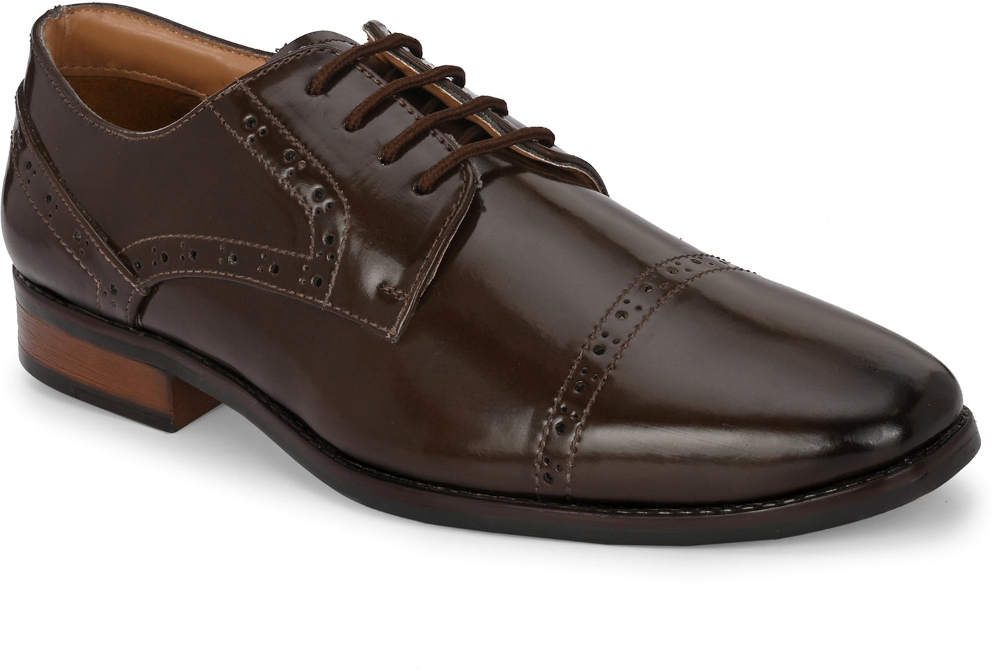 Men's Brown Brogue Round Toe Oxford Shoes