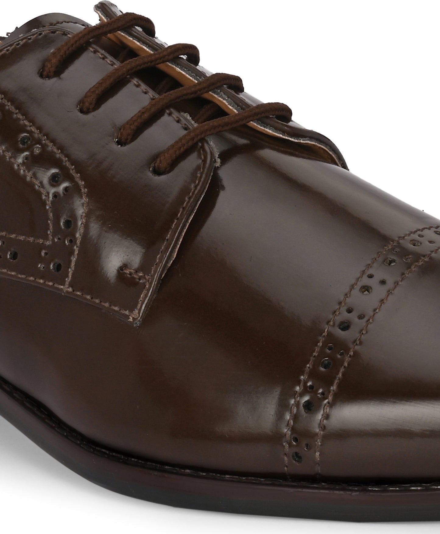 Men's Brown Brogue Round Toe Oxford Shoes