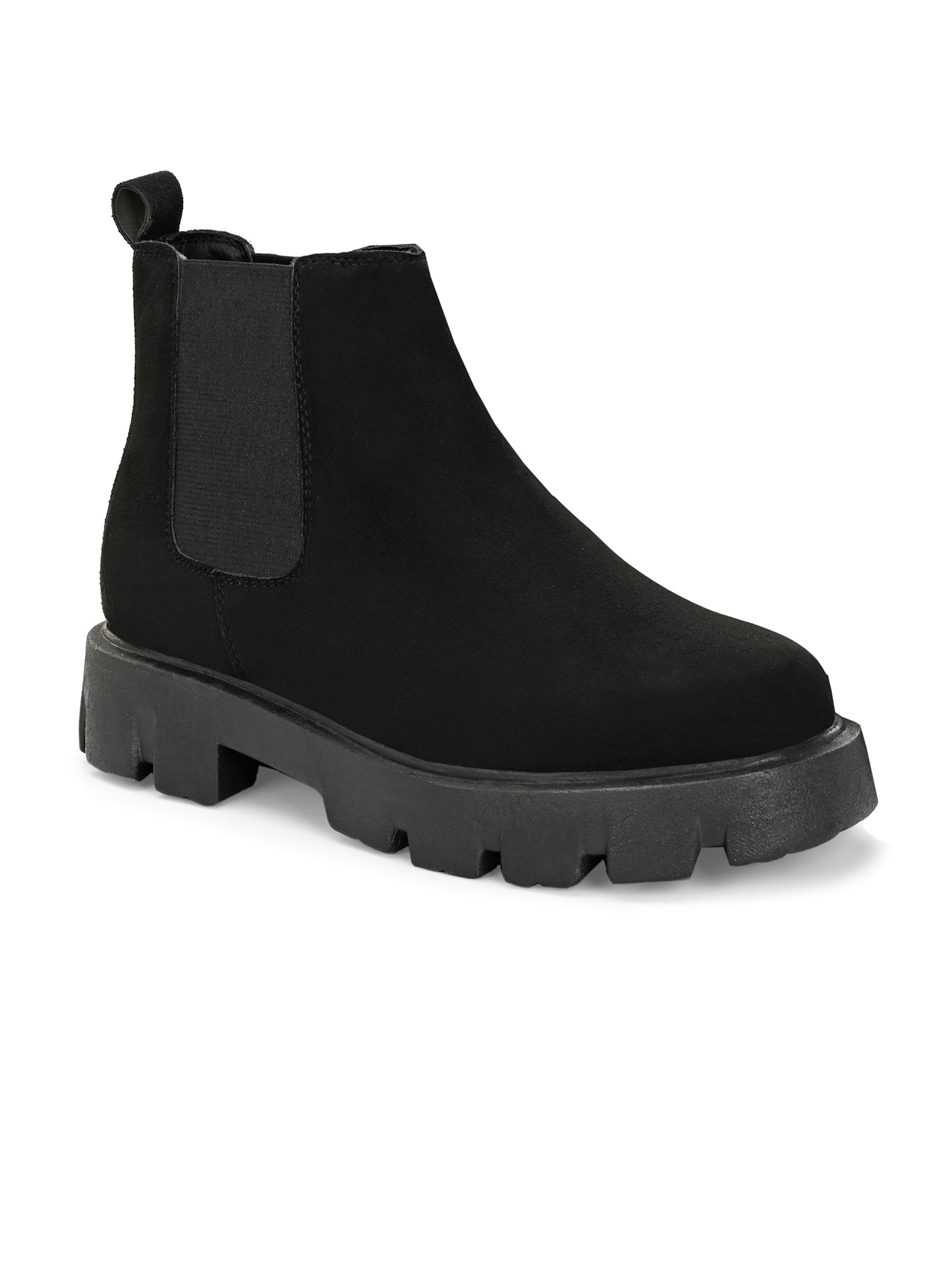 Men's Black Suede Chunky Sole Chelsea Boots