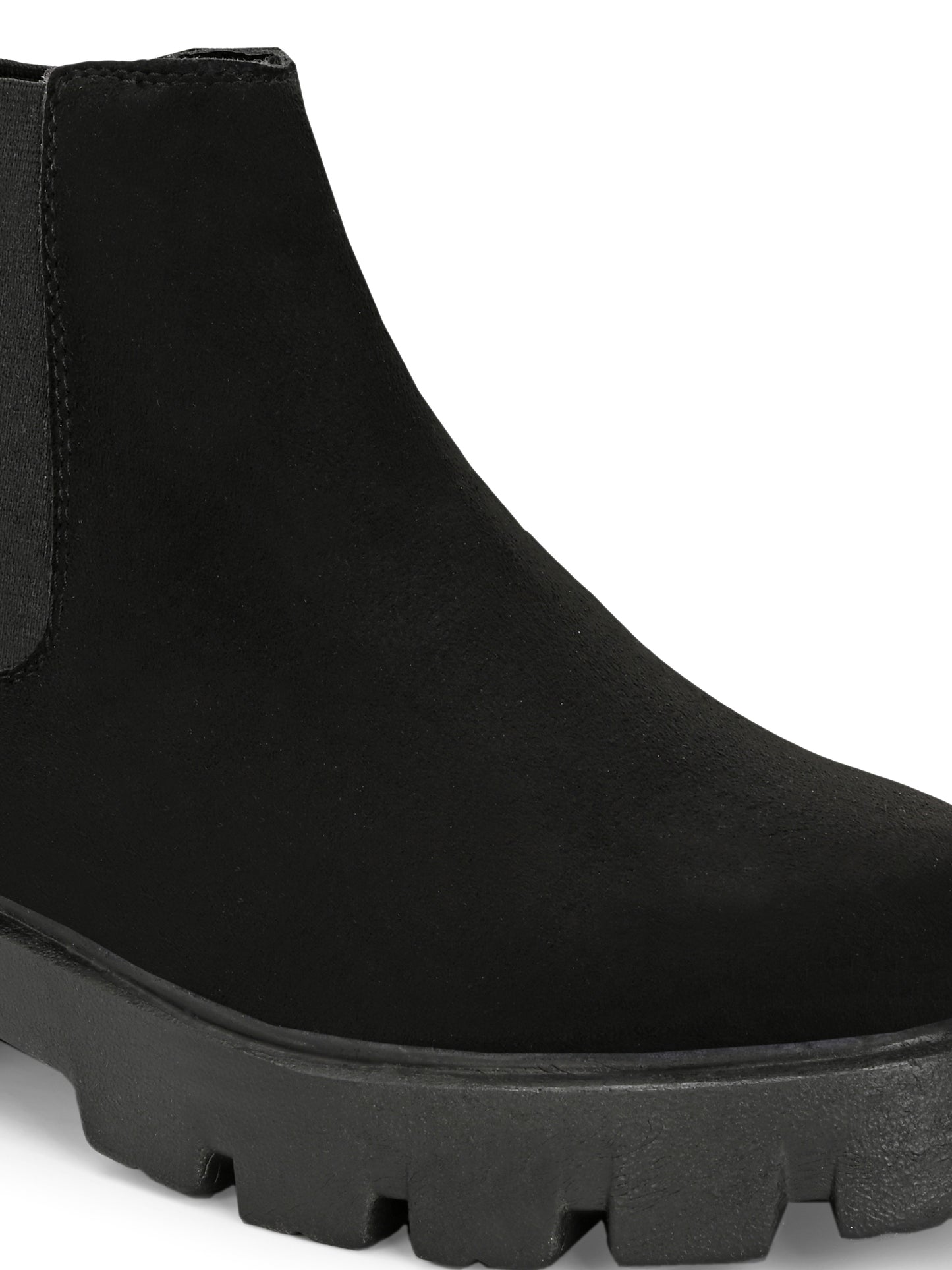 Men's Black Suede Chunky Sole Chelsea Boots