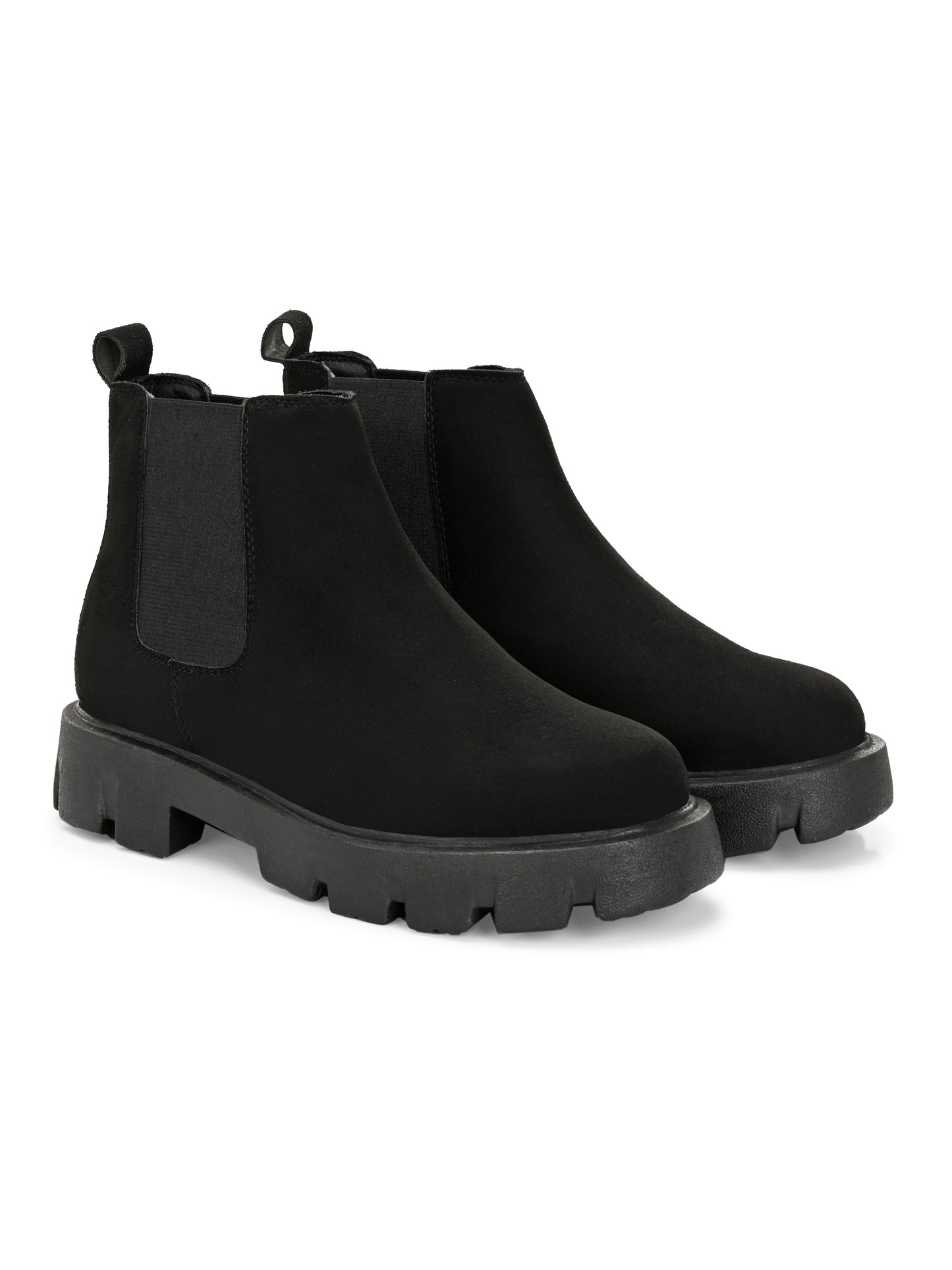 Men's Black Suede Chunky Sole Chelsea Boots