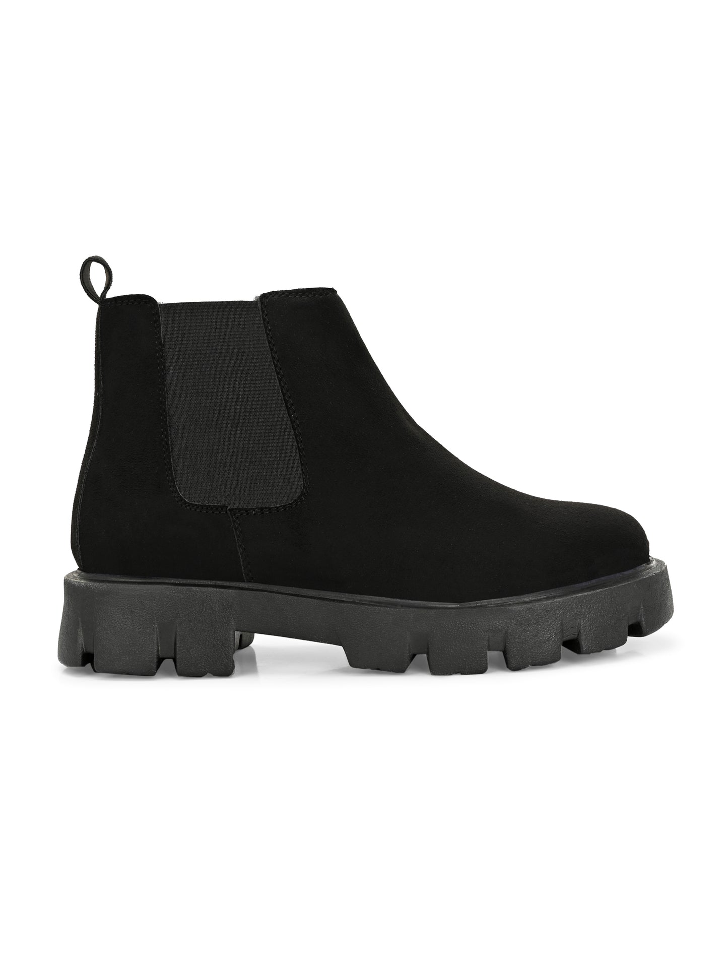 Men's Black Suede Chunky Sole Chelsea Boots