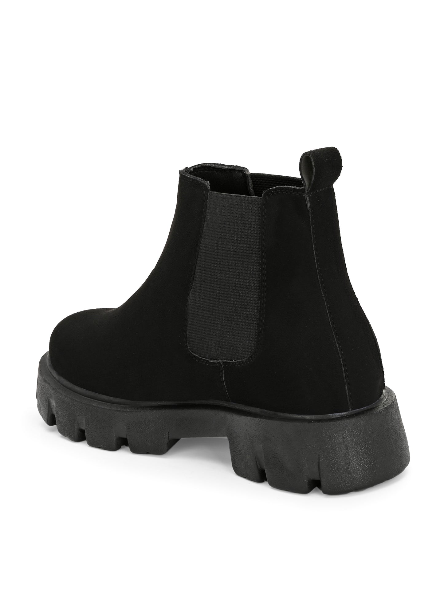 Men's Black Suede Chunky Sole Chelsea Boots