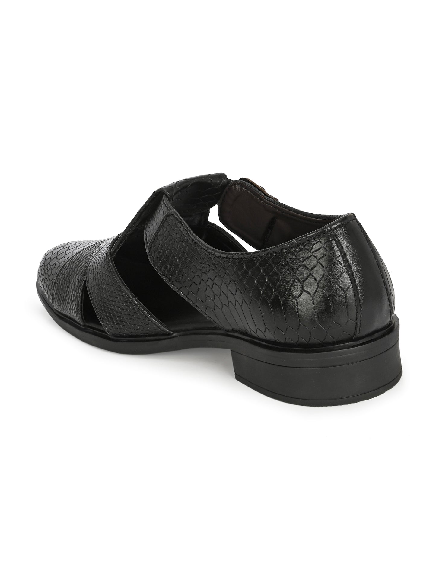 Mens Black Snake Print Peshwari Sandals