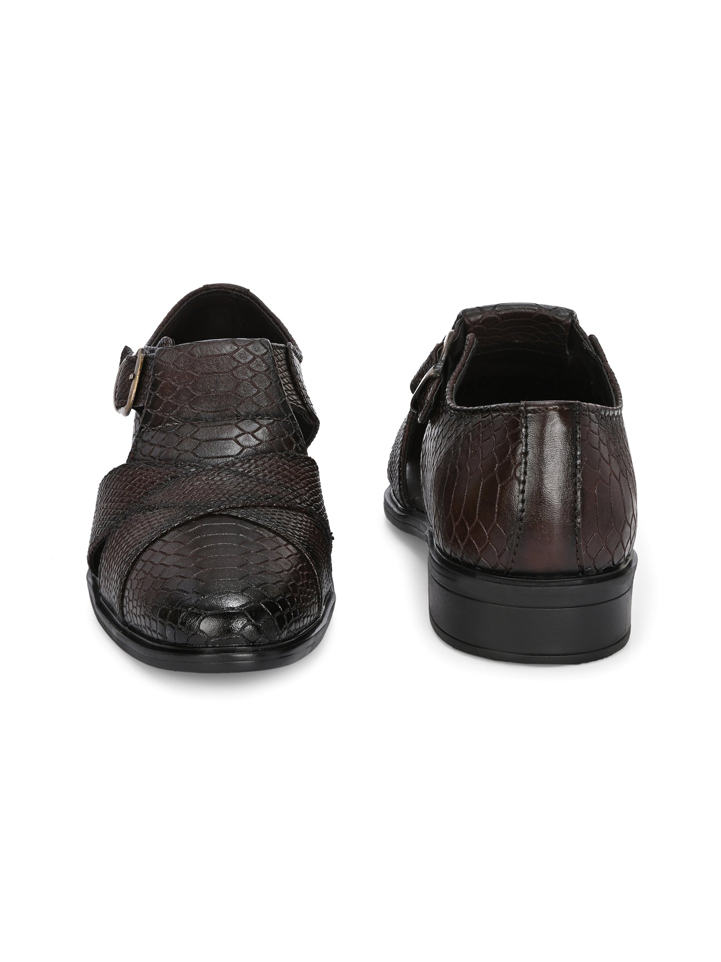 Mens Brown Snake Print Peshwari Sandals