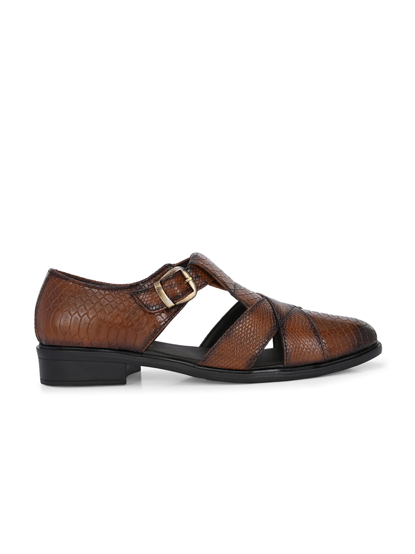 Mens Tan Snake Print Peshwari Sandals