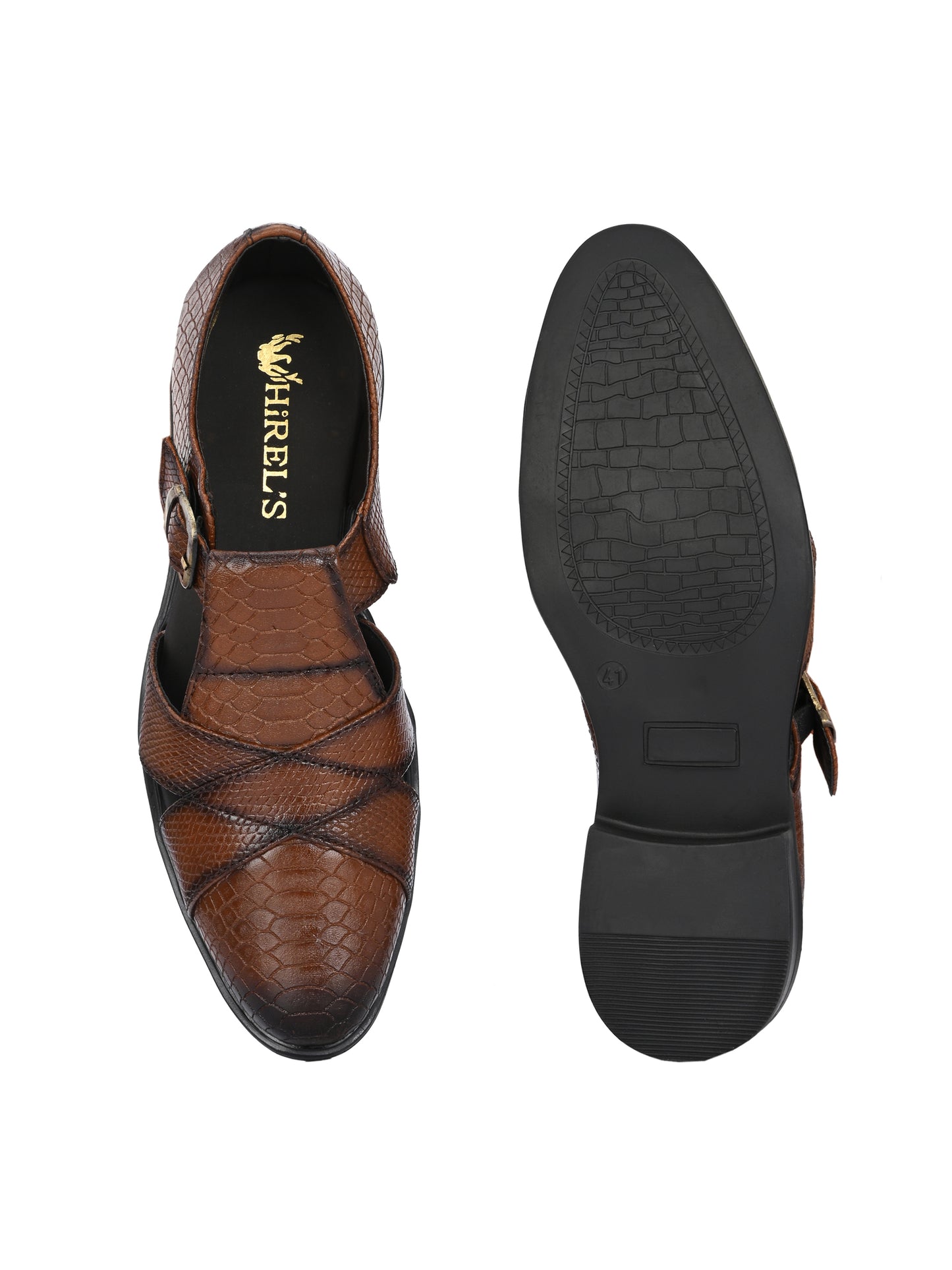 Mens Tan Snake Print Peshwari Sandals