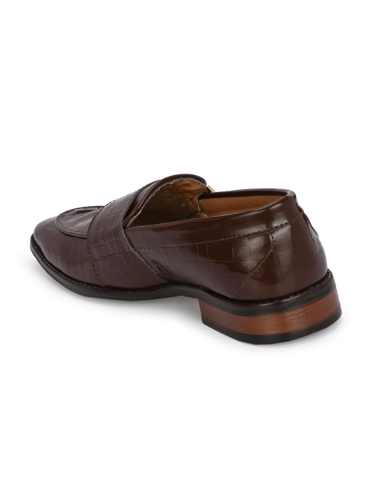 Men's Brown croc-textured double monk strap loafers