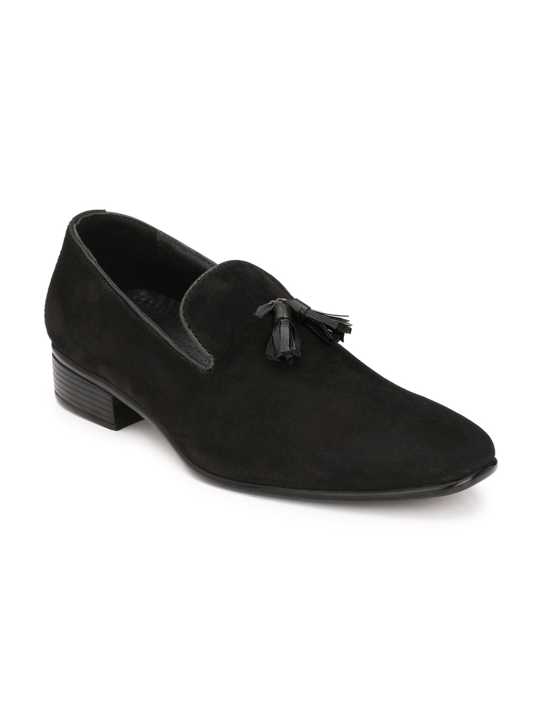Men's Black suede tassel loafers