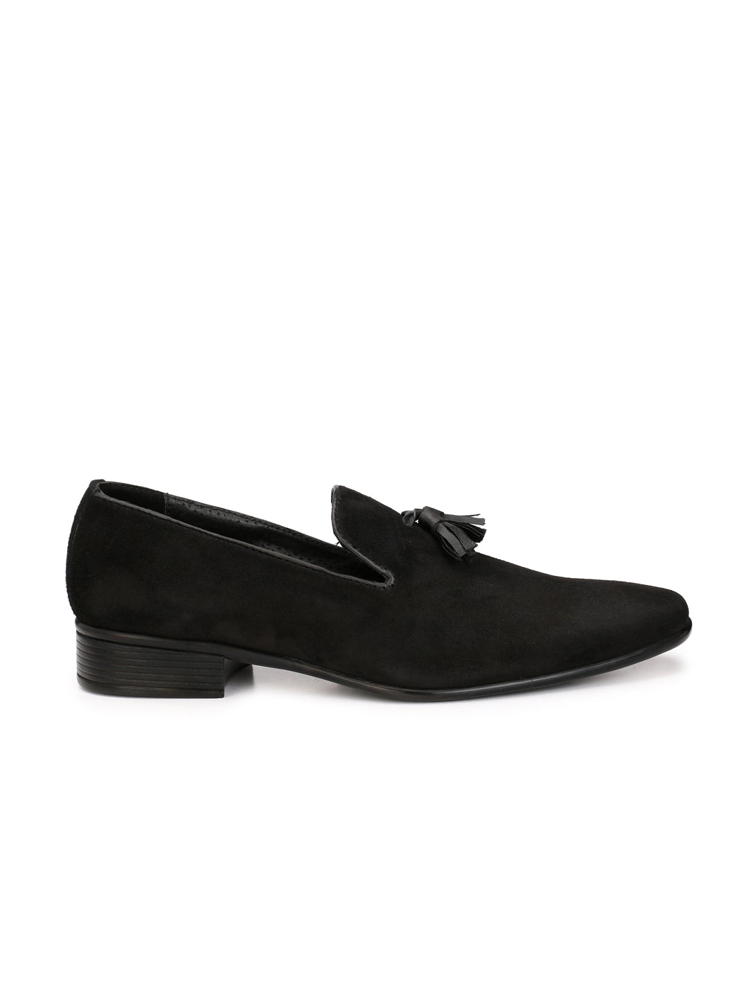 Men's Black suede tassel loafers