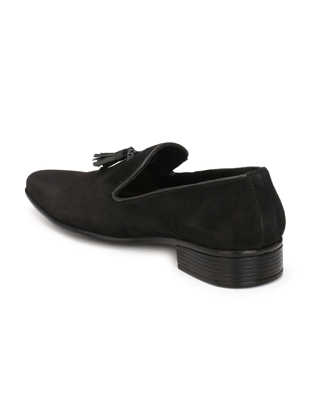 Men's Black suede tassel loafers