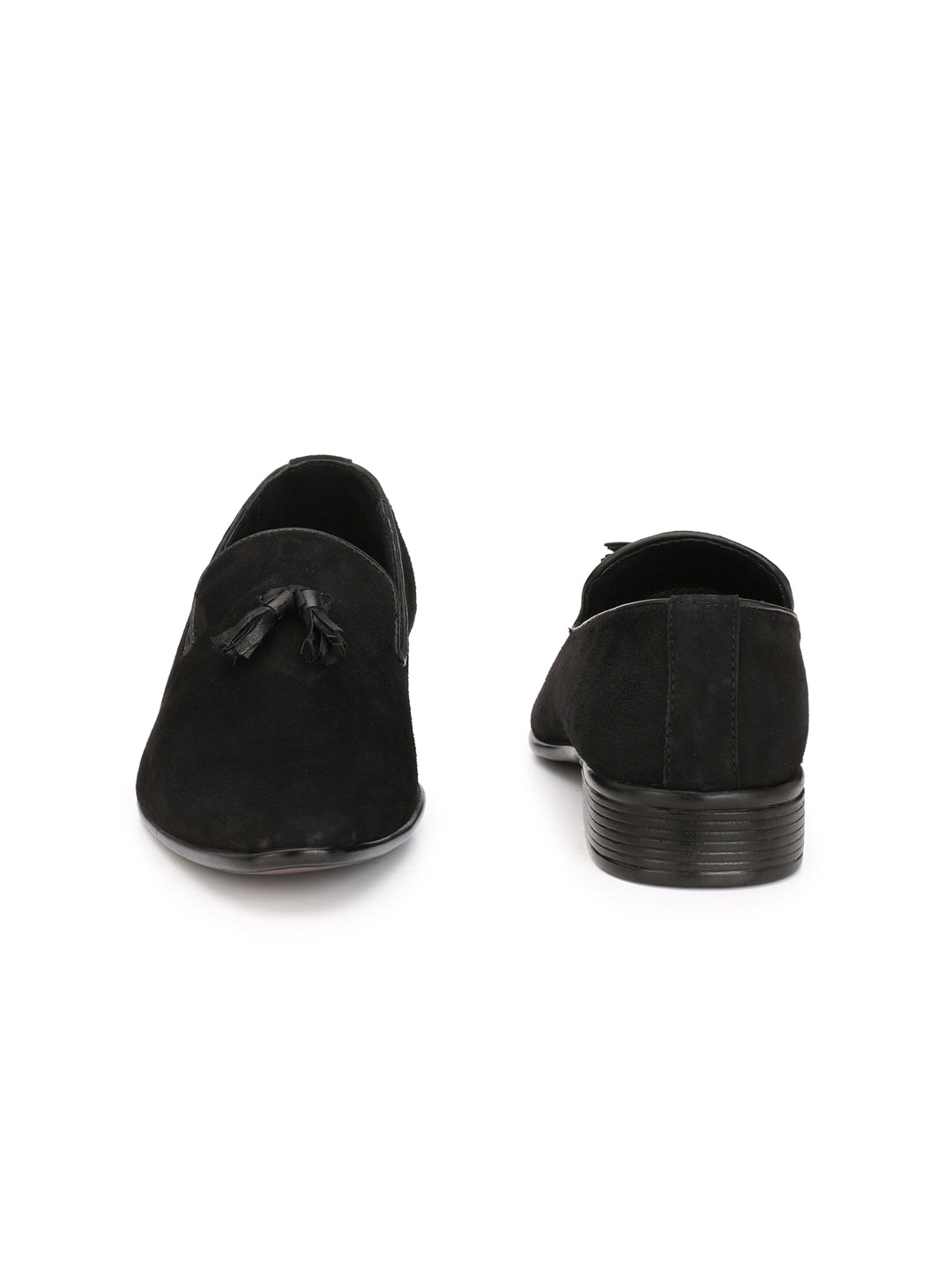 Men's Black suede tassel loafers