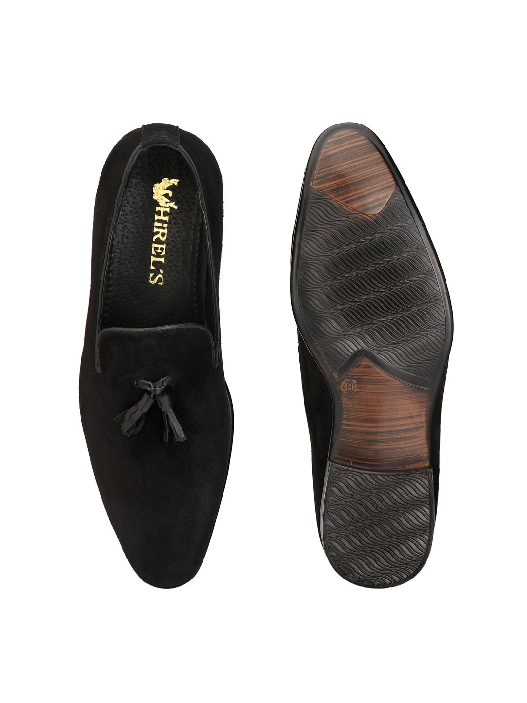 Men's Black suede tassel loafers