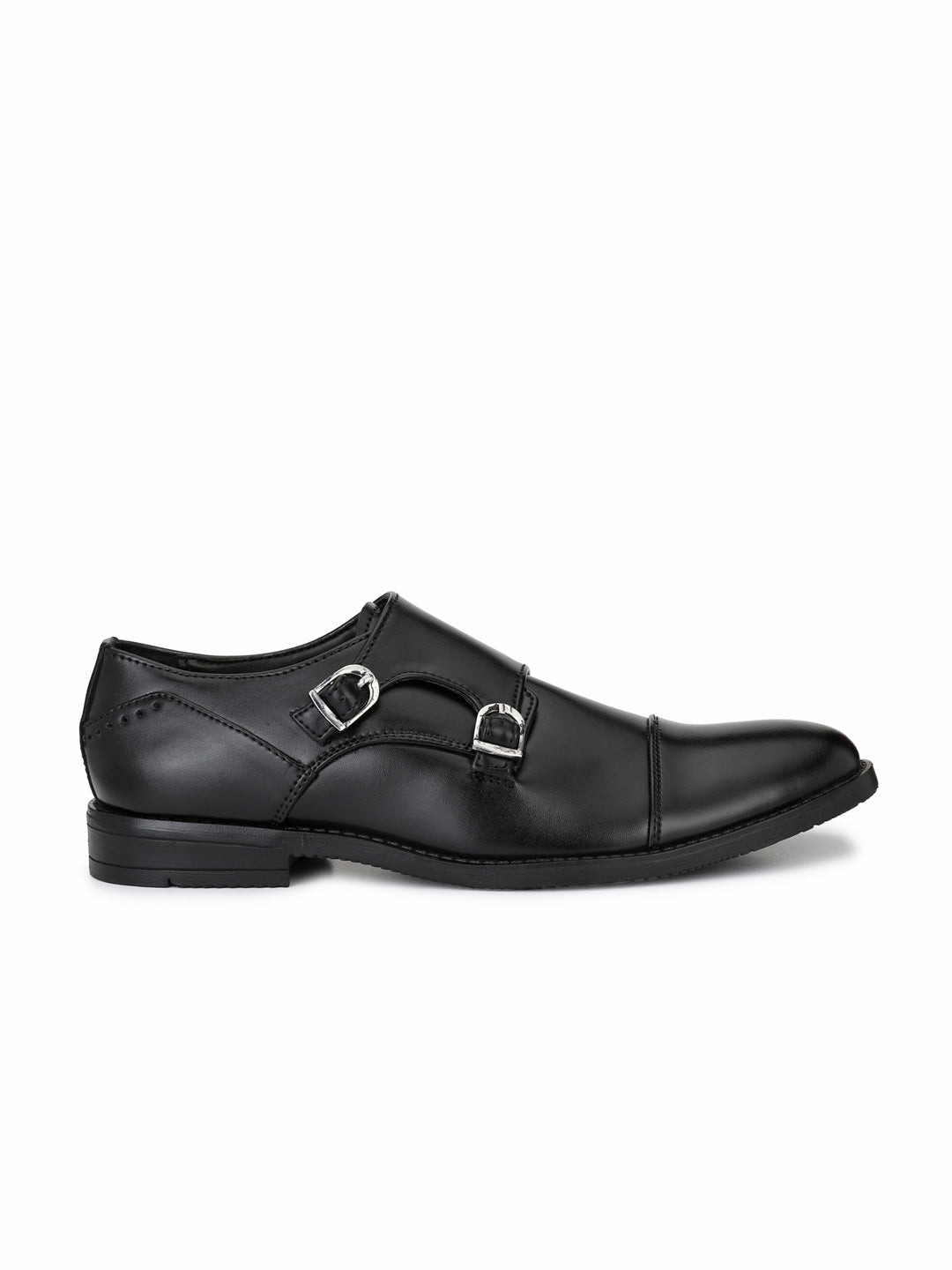 Men's black double monk strap Formal Shoes