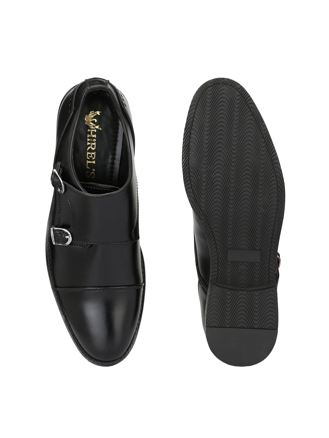 Men's black double monk strap Formal Shoes
