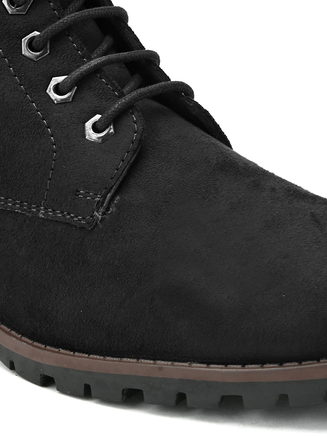 Men's black high ankle suede boots