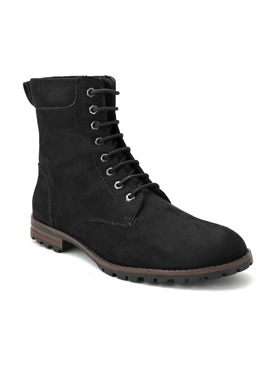 Men's black high ankle suede boots