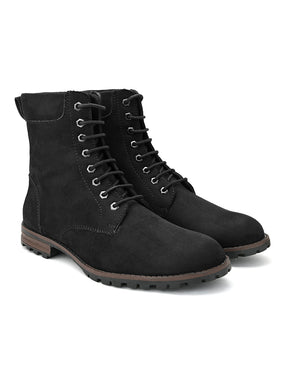 Men's black high ankle suede boots