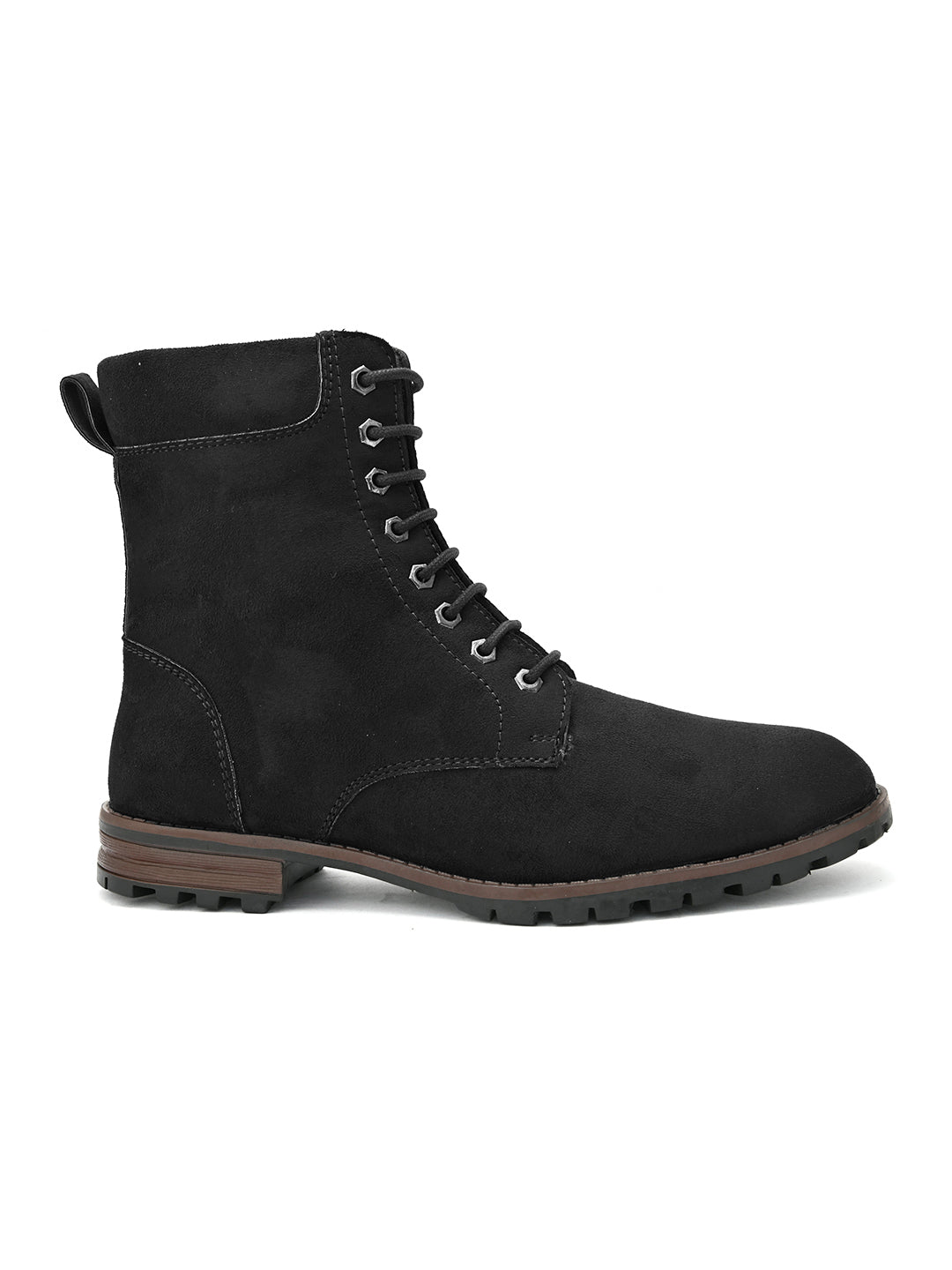 Men's black high ankle suede boots