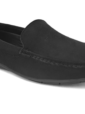 Men's black suede casual loafer