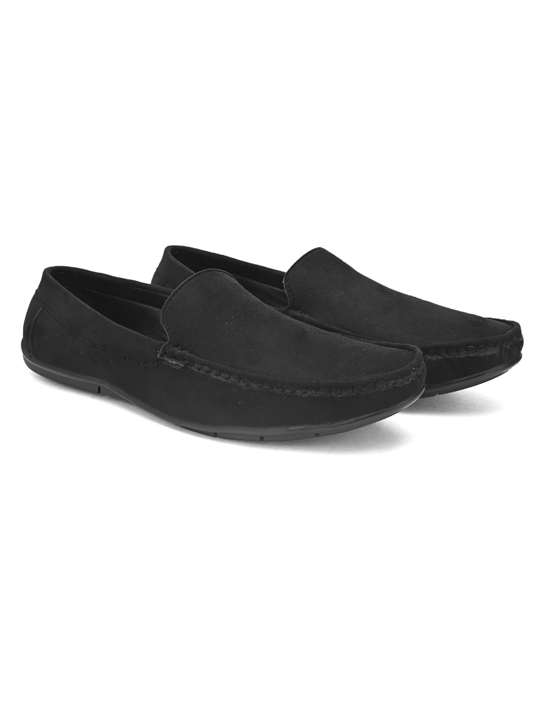 Men's black suede casual loafer