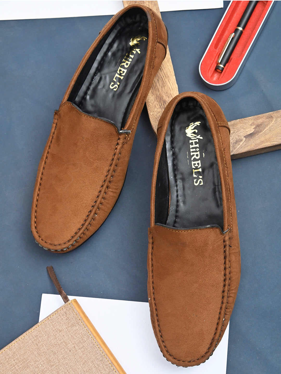 Men's tan brown suede casual loafer