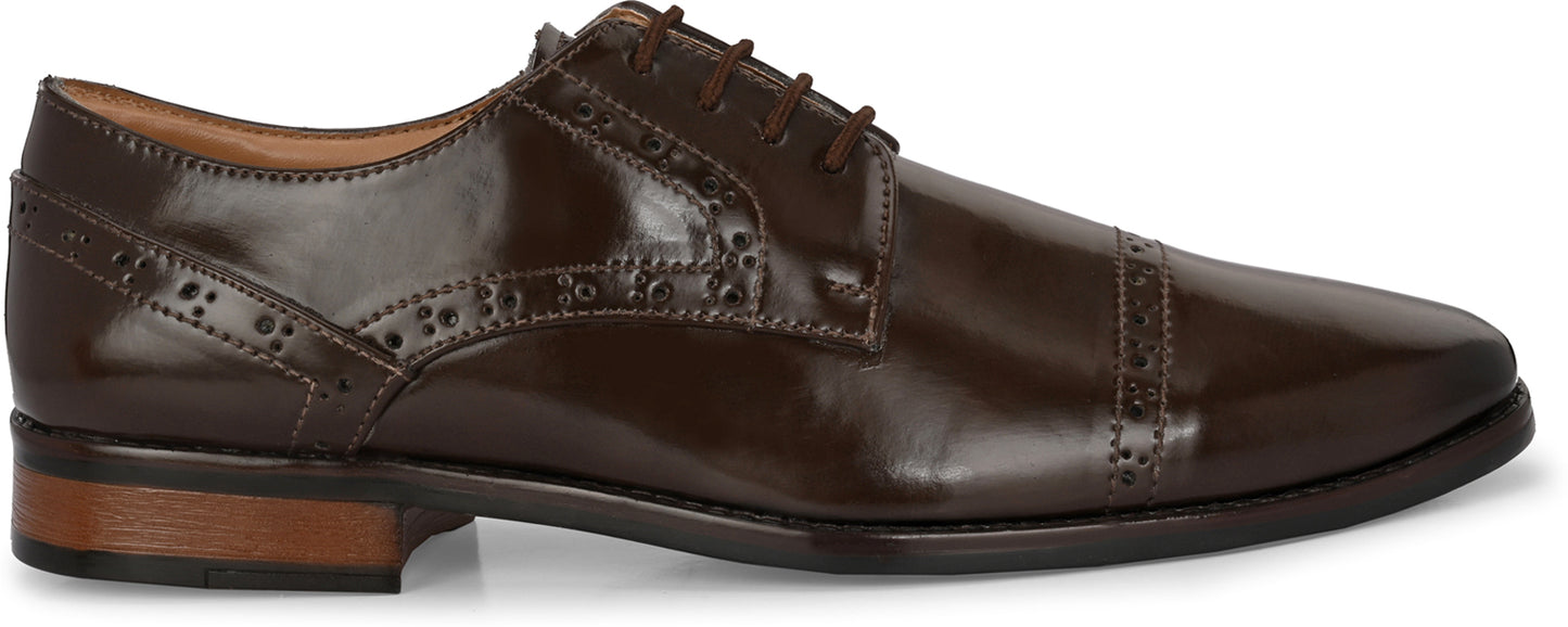 Men's Brown Brogue Round Toe Oxford Shoes