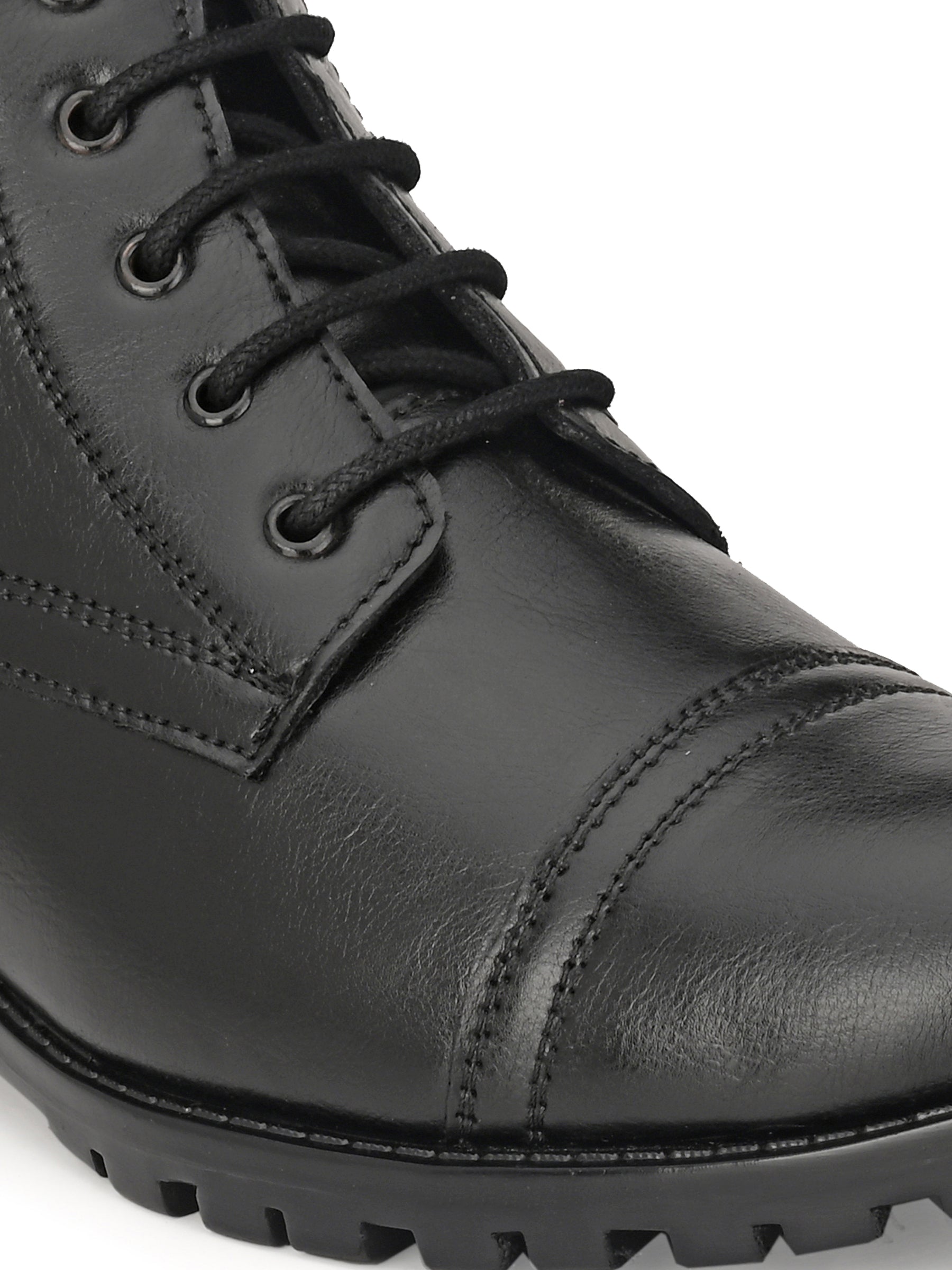 Men's Black Zipper Combat Boots