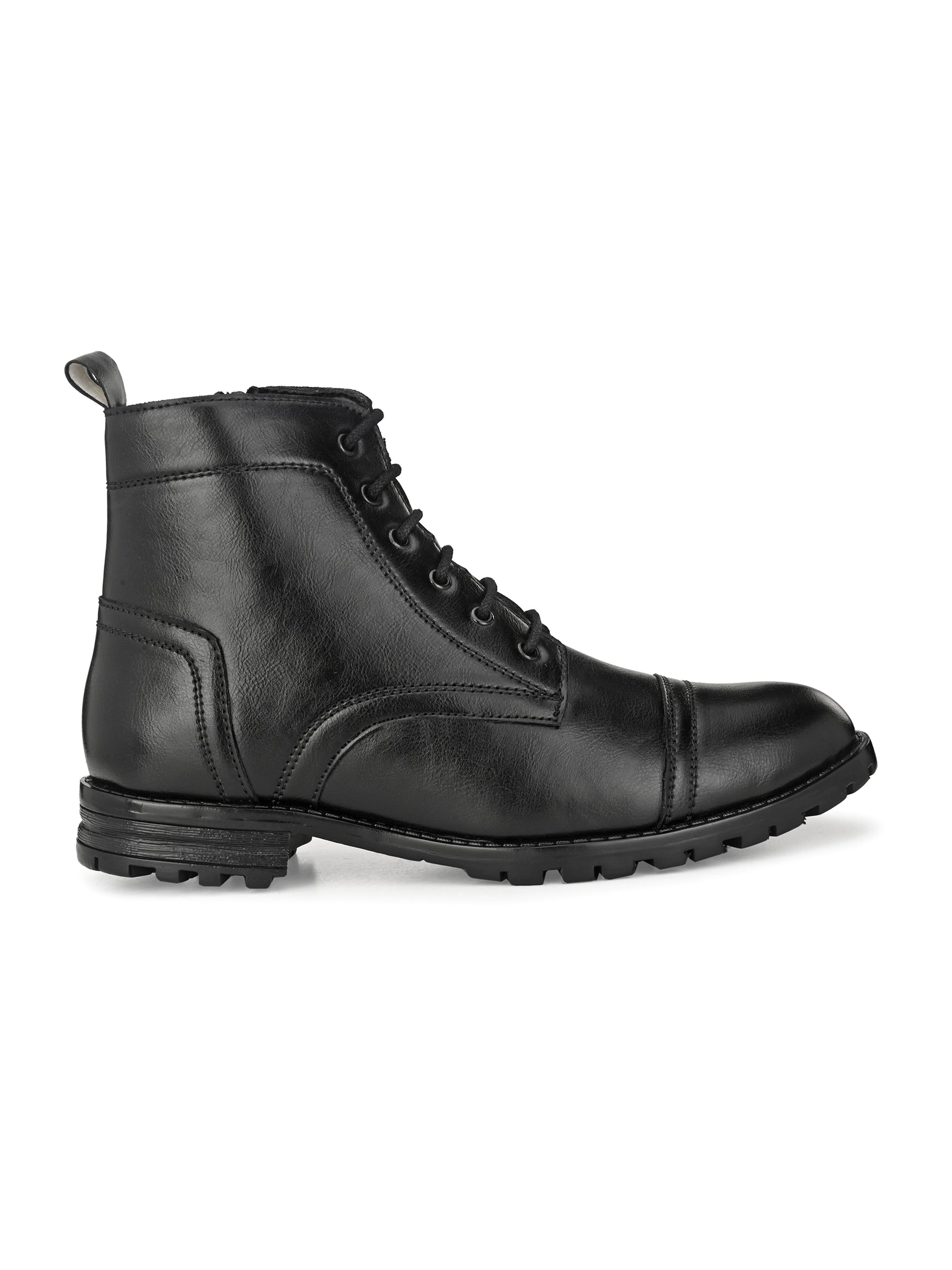 Men's Black Zipper Combat Boots