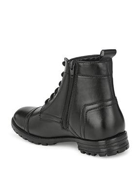 Men's Black Zipper Combat Boots