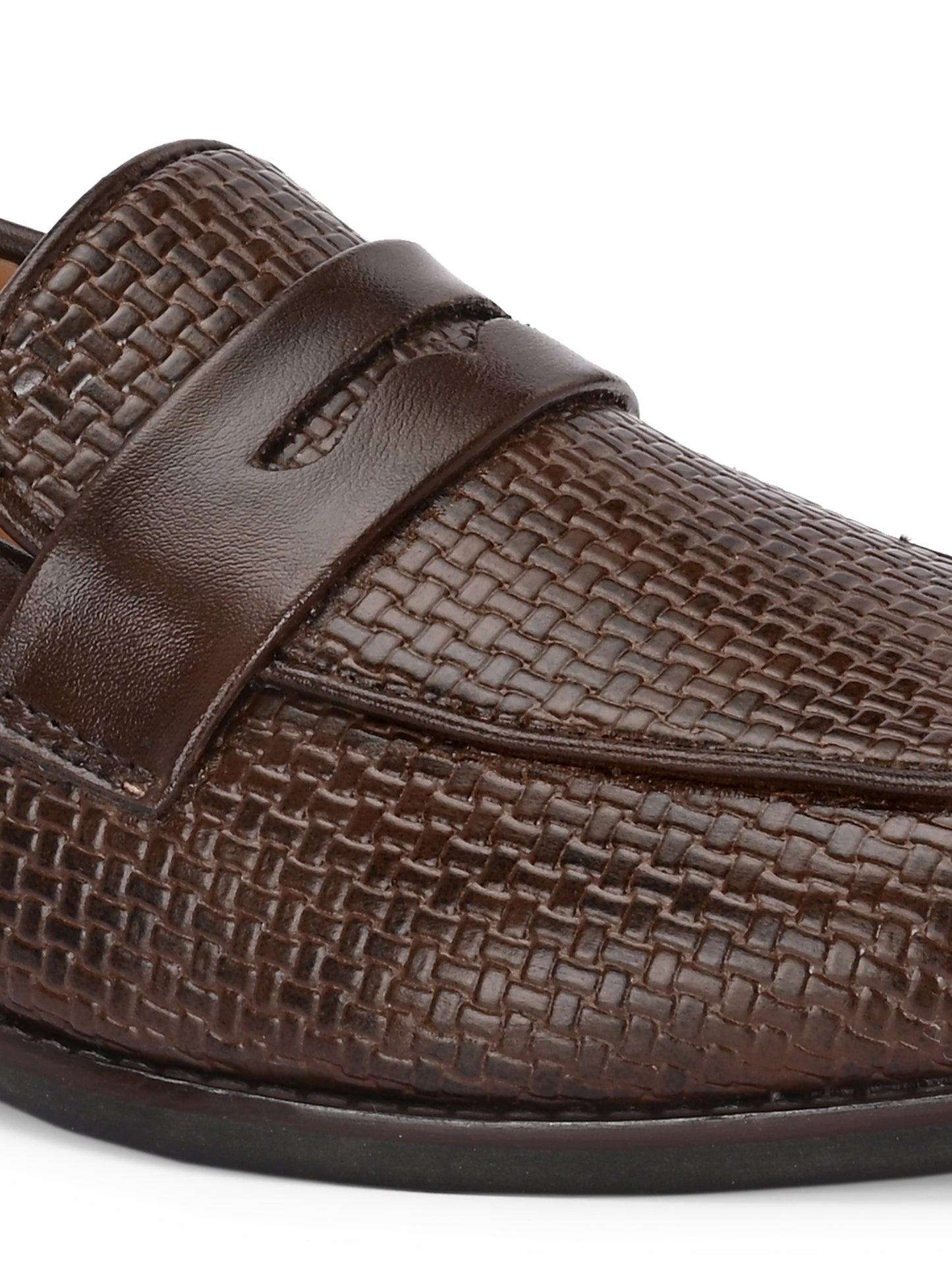 HiREL'S Men's Brown Slip On|Wrinkle Free|Weaving Patter|Soft Cushioned Insole, Slip-Resistance