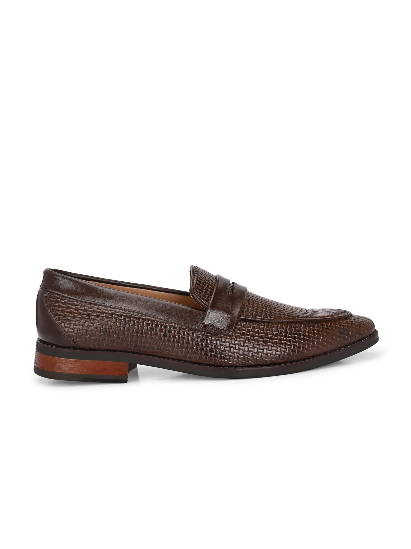 HiREL'S Men's Brown Slip On|Wrinkle Free|Weaving Patter|Soft Cushioned Insole, Slip-Resistance