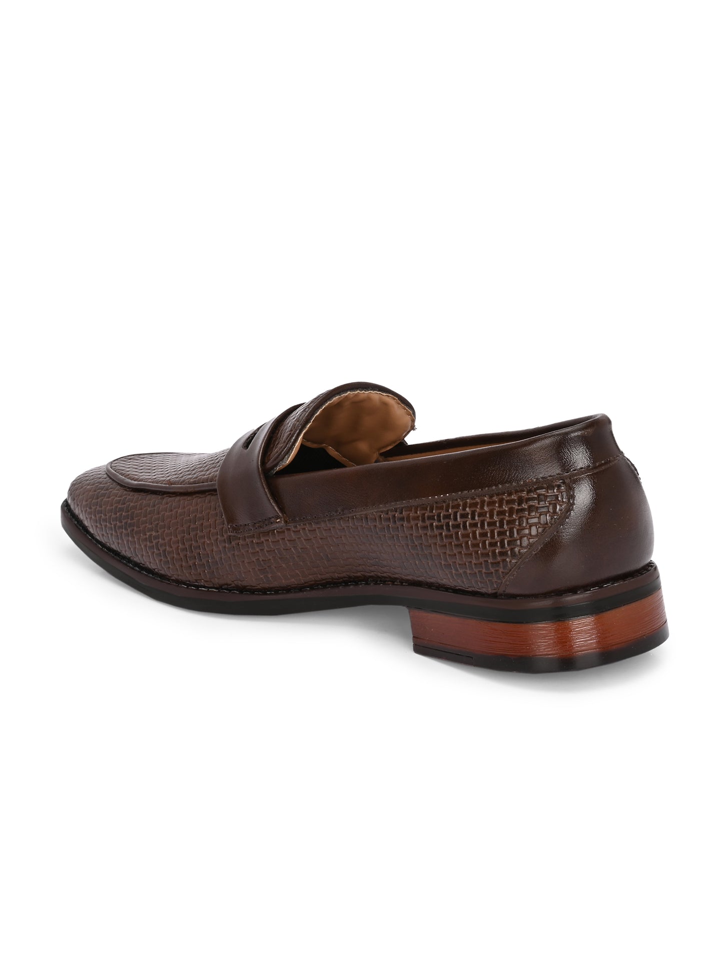 HiREL'S Men's Brown Slip On|Wrinkle Free|Weaving Patter|Soft Cushioned Insole, Slip-Resistance