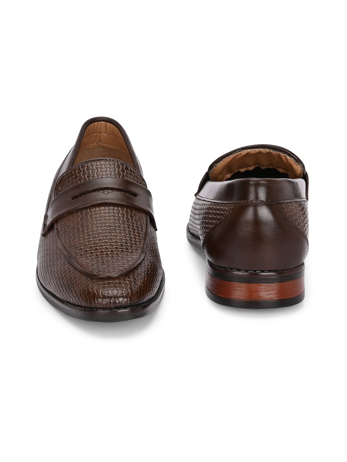 HiREL'S Men's Brown Slip On|Wrinkle Free|Weaving Patter|Soft Cushioned Insole, Slip-Resistance