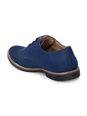 Men's Blue Suede Derby Casual Shoes