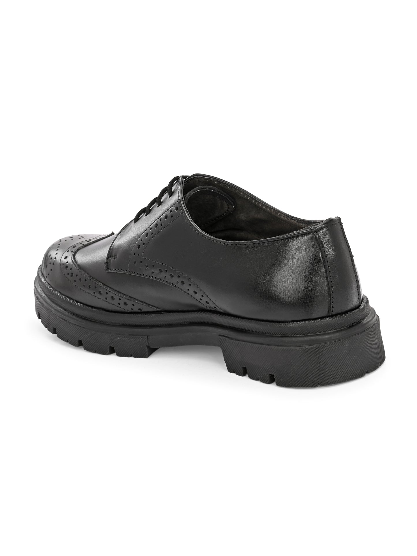 HiREL'S Men's Black Genuine Italian Leather Wingtip Brogue Derby Shoes, Chunky Sole, Lace-Up, Formal Wear, Lightweight