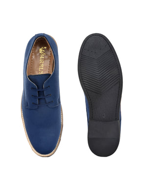 Men's Blue Suede Derby Casual Shoes