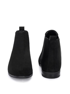 Men's Black  Round Toe Suede Chelsea Boots