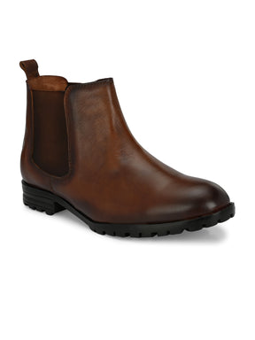 Men's Brown Mid-Top Chelsea Boots