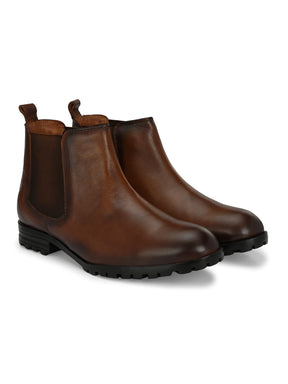 Men's Brown Mid-Top Chelsea Boots