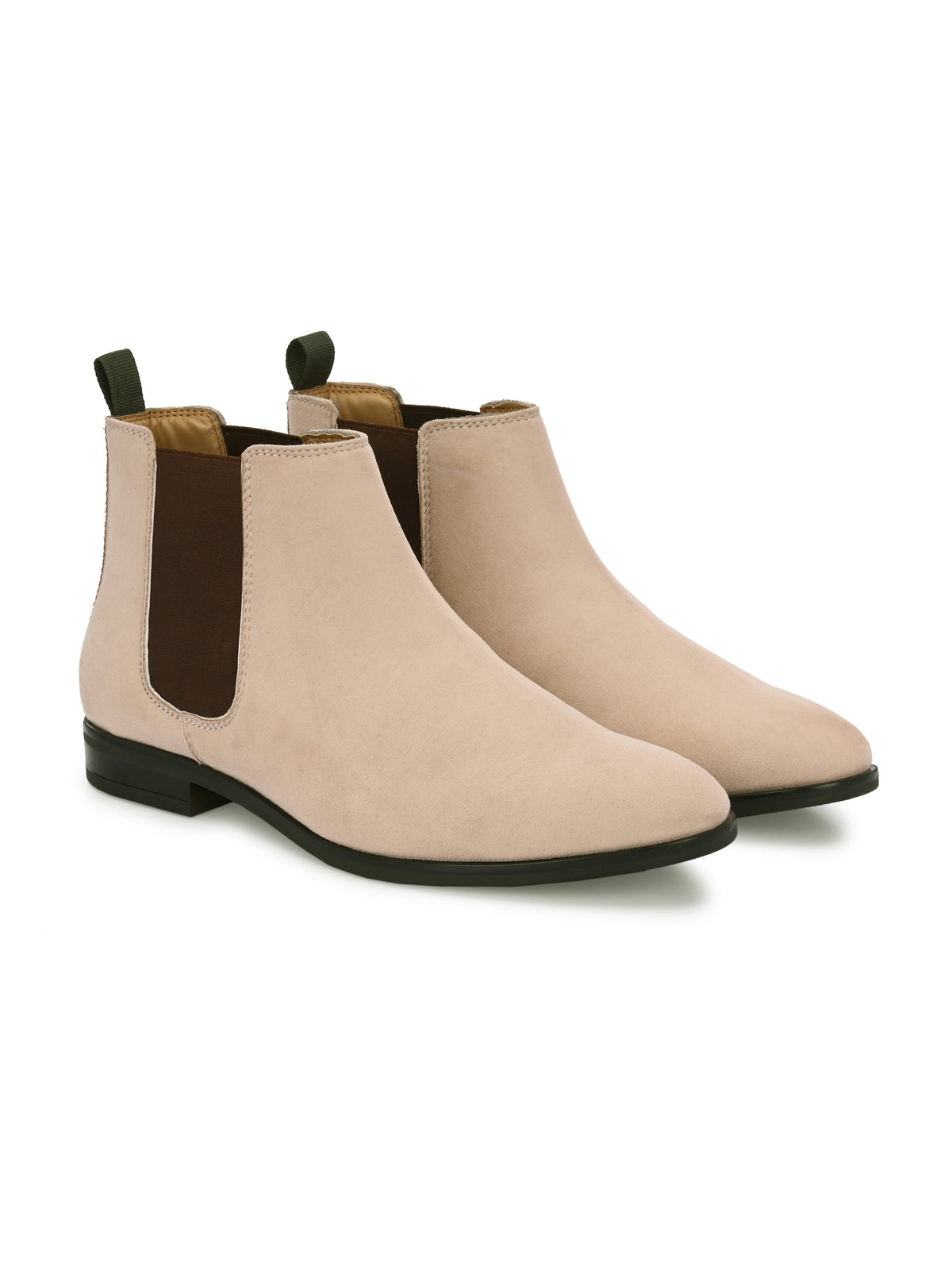 Men's Beige Suede Chelsea Ankle Boots