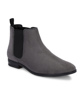 Men's Grey Suede Chelsea Ankle Boots