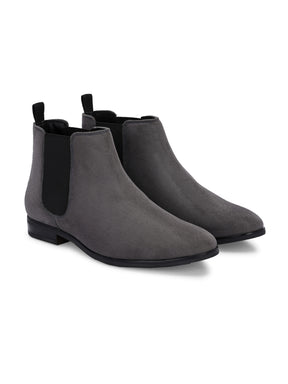 Men's Grey Suede Chelsea Ankle Boots