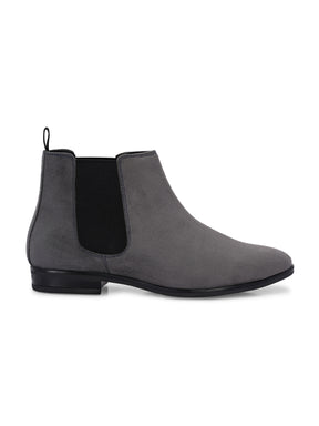 Men's Grey Suede Chelsea Ankle Boots