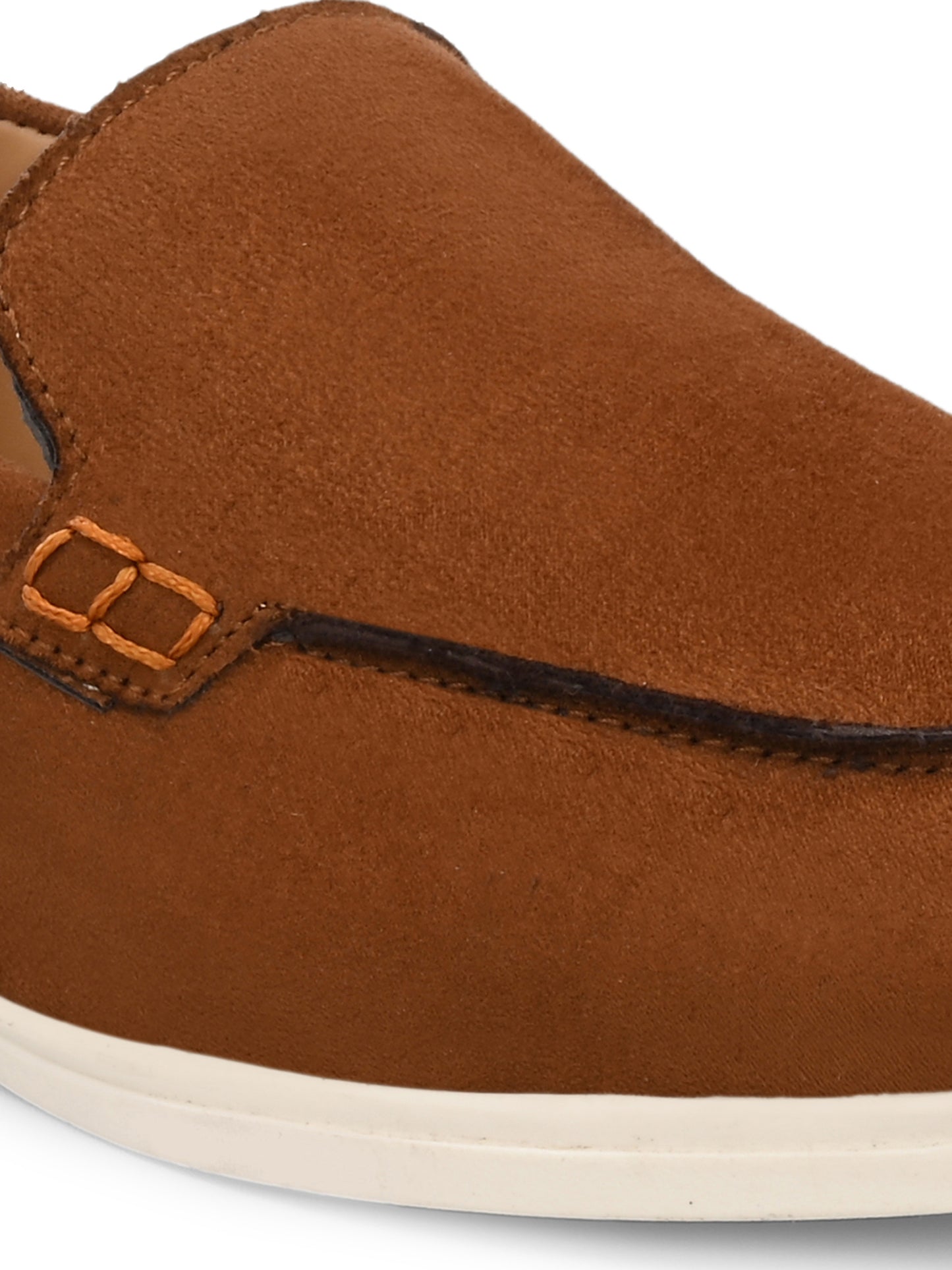 HiREL'S Men's Tan Suede Slip-On Loafer Moccasins with White Sole