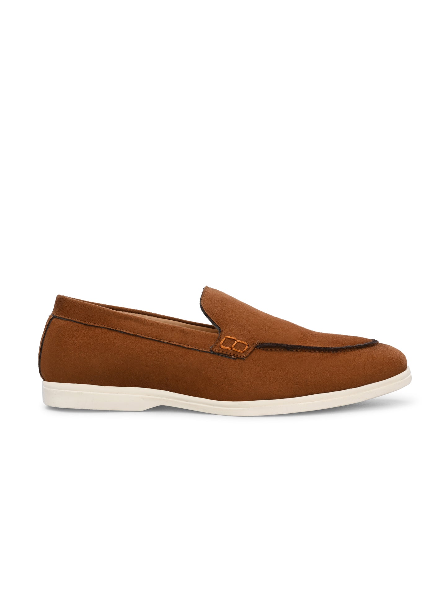 HiREL'S Men's Tan Suede Slip-On Loafer Moccasins with White Sole