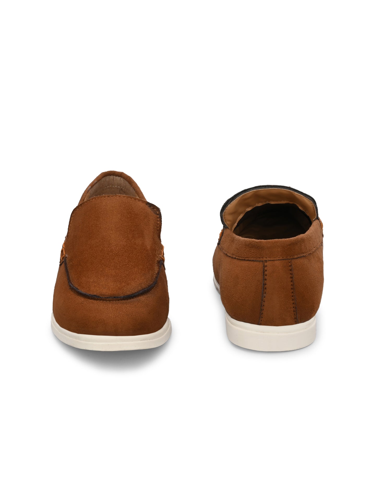 HiREL'S Men's Tan Suede Slip-On Loafer Moccasins with White Sole