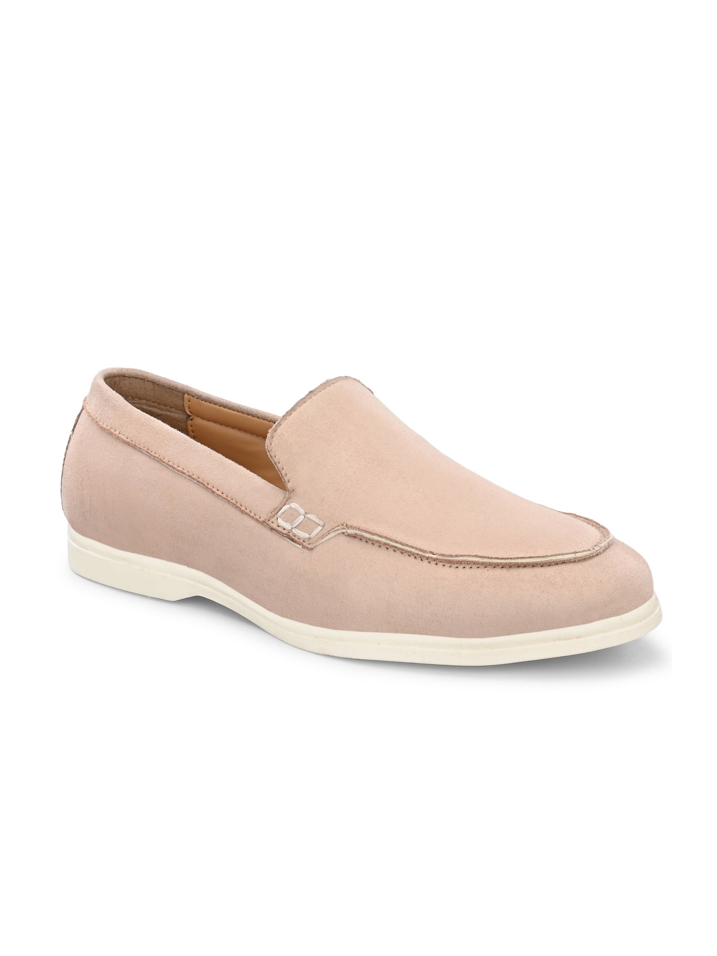 Mens Beige Suede Slip On Loafers