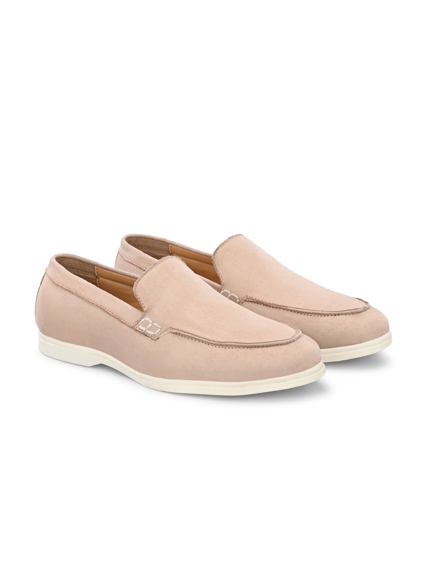 Mens Beige Suede Slip On Loafers